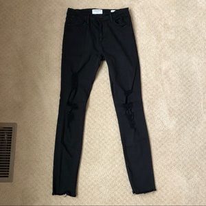 Frame Denim Le High Skinny Distressed Black Jeans
